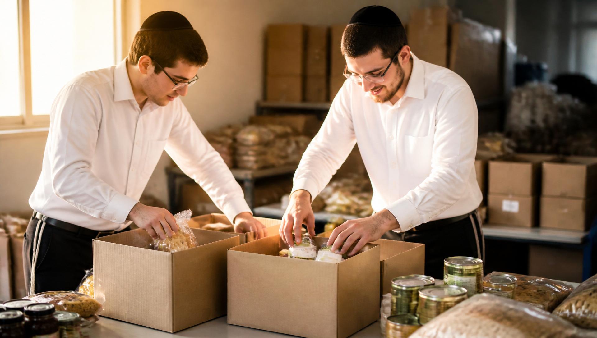 Volunteers packing boxes